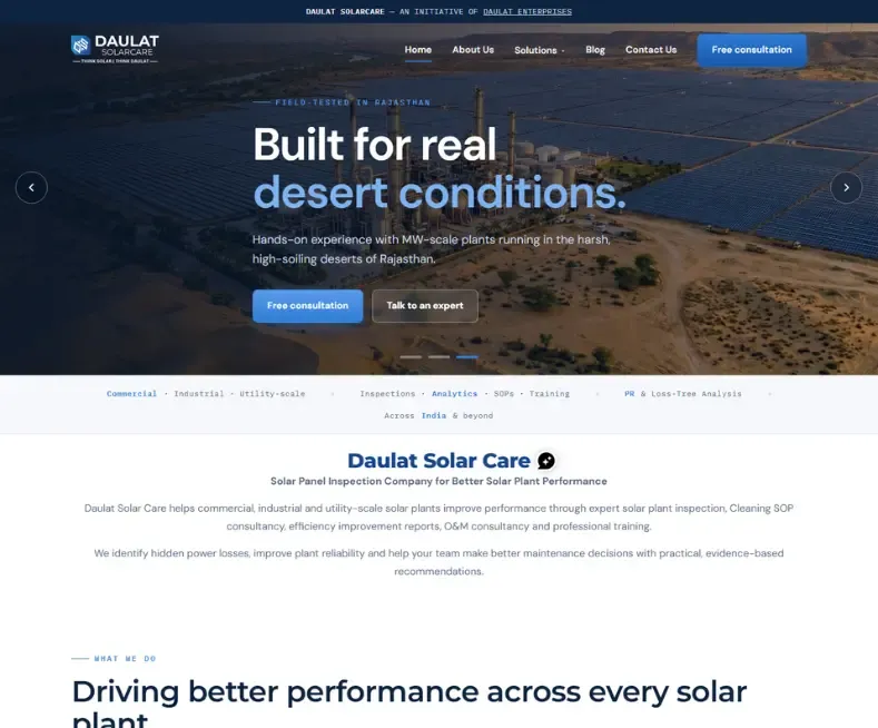 Daulat SolarCare website