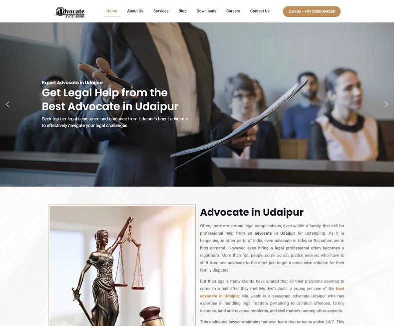 Advocate Jyoti Joshi – Best Advocate in Udaipur website designed by Udaipur Web Developer
