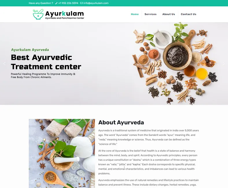 Ayurkulam – Ayurveda in Calgary website designed by Udaipur Web Developer