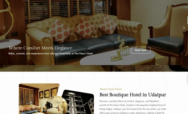 The Naori Hotel – Best Boutique Hotel in Udaipur website designed by Udaipur Web Developer