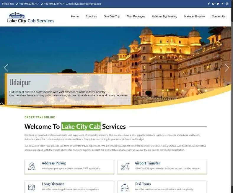Lake City Cab website designed by Udaipur Web Developer