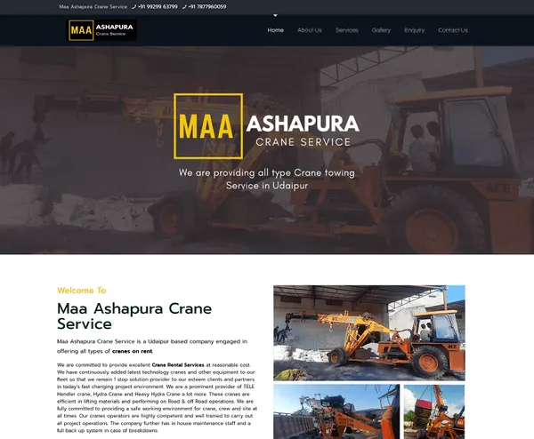 Maa Ashapura Crane Services | Best Crane Services in Udaipur website