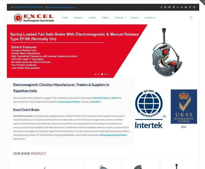 Excel Electromagnetic website designed by Udaipur Web Developer