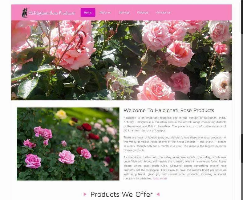 Haldighati Rose Products website designed by Udaipur Web Developer