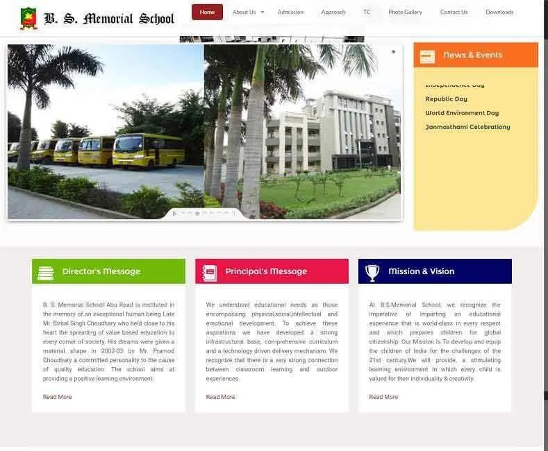 B. S. Memorial School website designed by Udaipur Web Developer