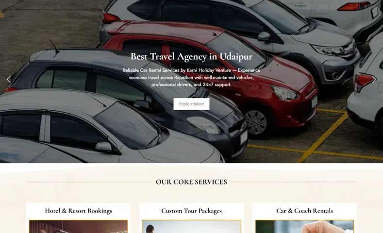 Best Travel Agency in Udaipur – Karni Holiday Venture website designed by Udaipur Web Developer
