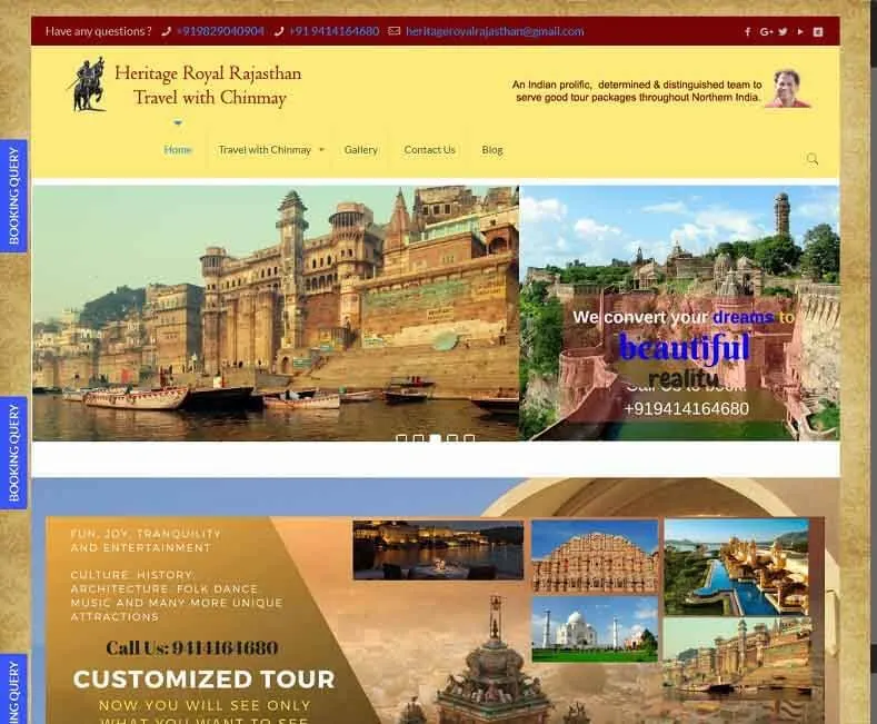 Heritage Royal Rajasthan website designed by Udaipur Web Developer
