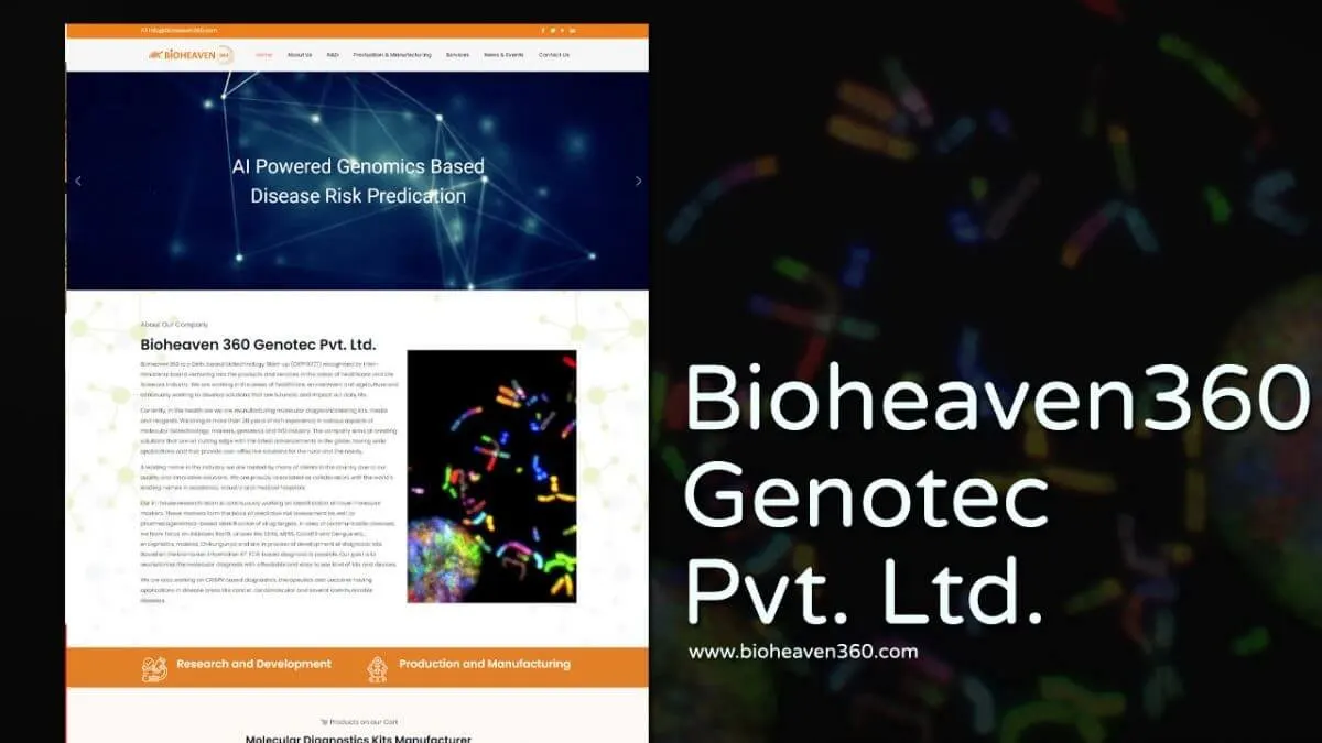 Bioheaven 360 Genotec Pvt. Ltd. website designed by Udaipur Web Developer