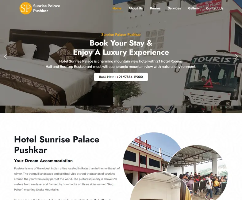 Hotel Sunrise Palace Pushkar – Family Hotel in Pushkar website designed by Udaipur Web Developer