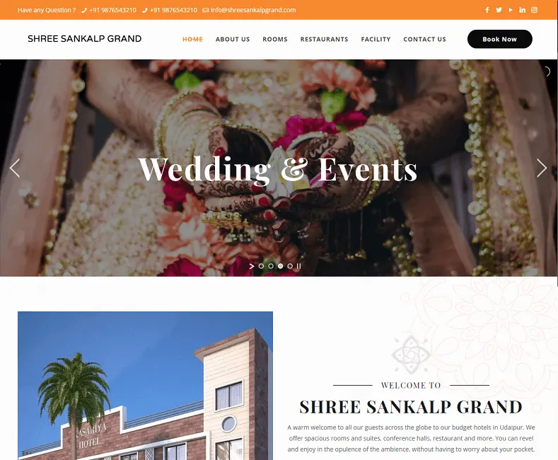 Shree Sankalp Grand website designed by Udaipur Web Developer
