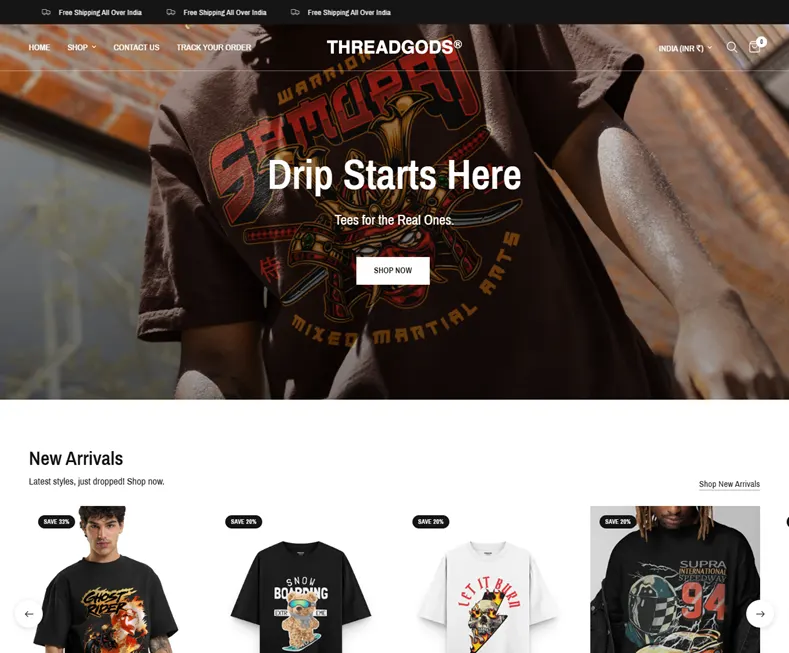 Buy Stylish T Shirts Online website designed by Udaipur Web Developer
