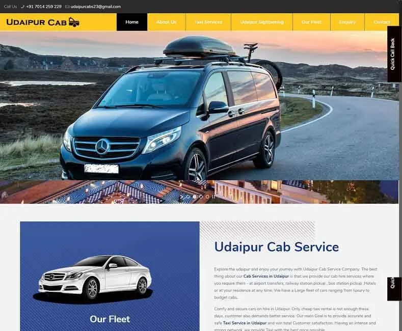 Udaipur Cab website designed by Udaipur Web Developer