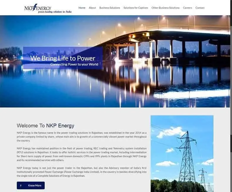 NKP Energy website designed by Udaipur Web Developer