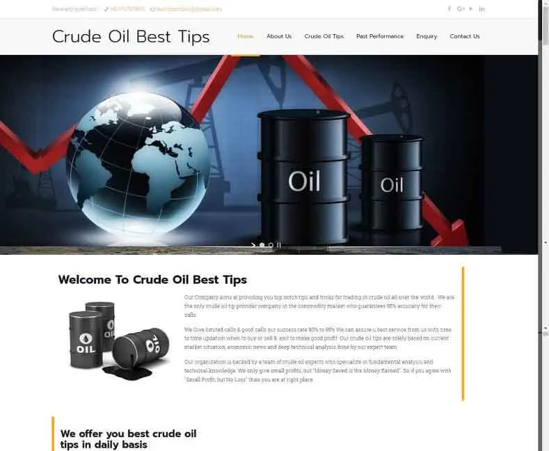 Crude Oil Best Tips website designed by Udaipur Web Developer