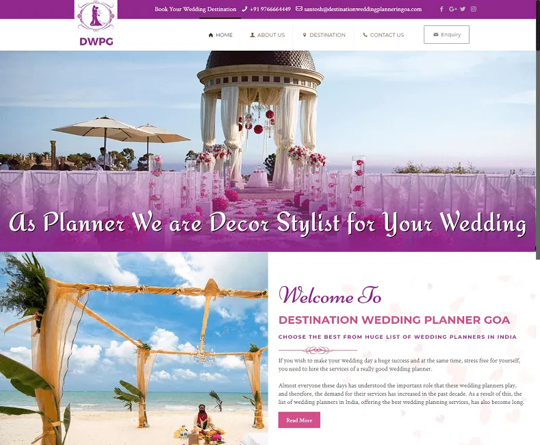 Destination Wedding planner In Goa website designed by Udaipur Web Developer