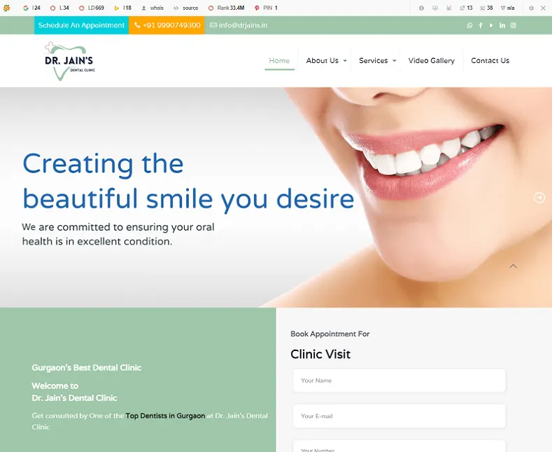Dr. Jain’s Dental Clinic website designed by Udaipur Web Developer