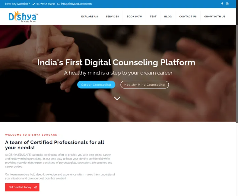 Dishya Educare website designed by Udaipur Web Developer
