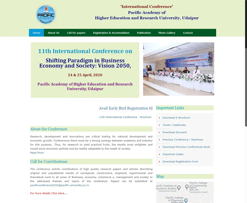 Conference Pacific website designed by Udaipur Web Developer