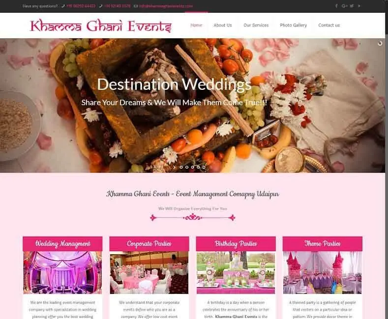 Khamma Ghani Events website designed by Udaipur Web Developer