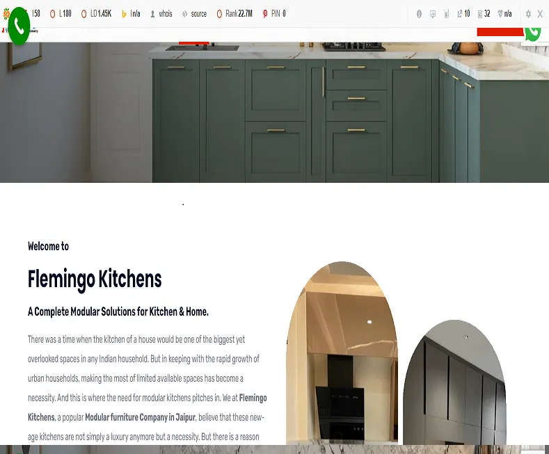 Flemingo Kitchens-best modular kitchen company in Jaipur website designed by Udaipur Web Developer
