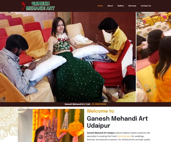 Ganesh Mehandi Art Udaipur-Professional Mehandi Artist in Udaipur website