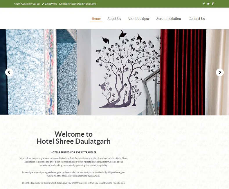 Hotel Shree Daulatgarh website designed by Udaipur Web Developer