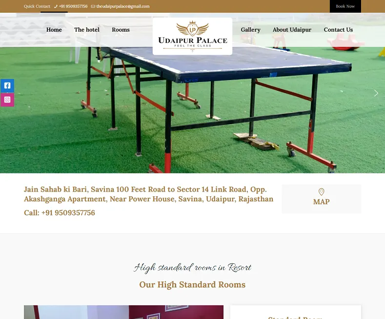 Udaipur Palace Hotel & Resort website designed by Udaipur Web Developer