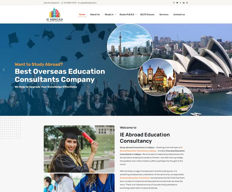 IE Abroad- Study Abroad Consultants in Udaipur website designed by Udaipur Web Developer