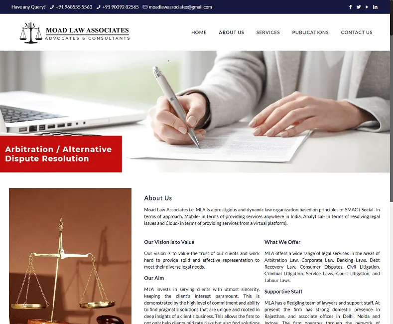 Moad Law Associates website designed by Udaipur Web Developer