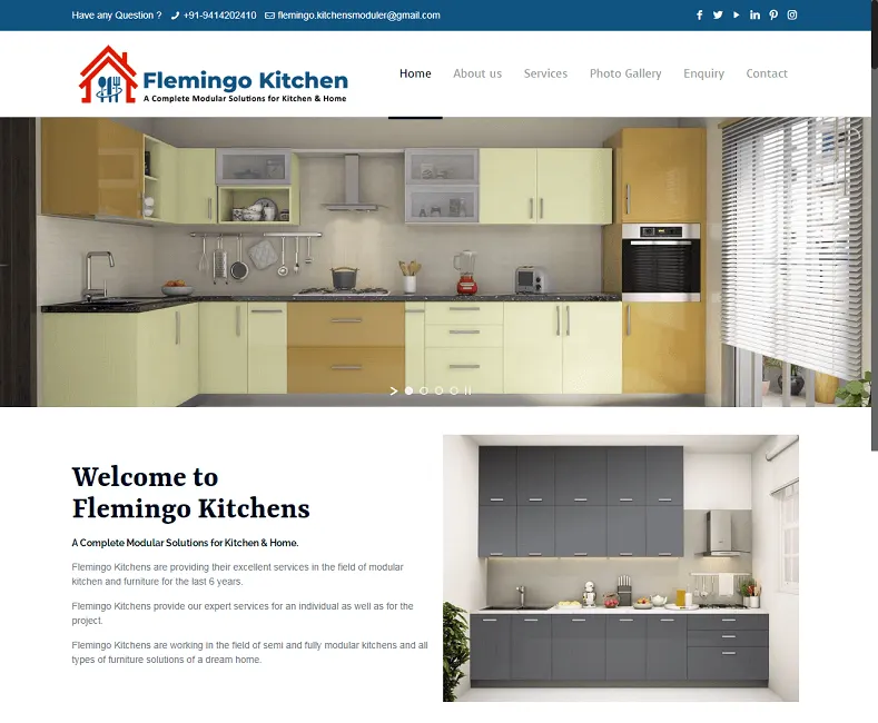 Flemingo Kitchens website designed by Udaipur Web Developer