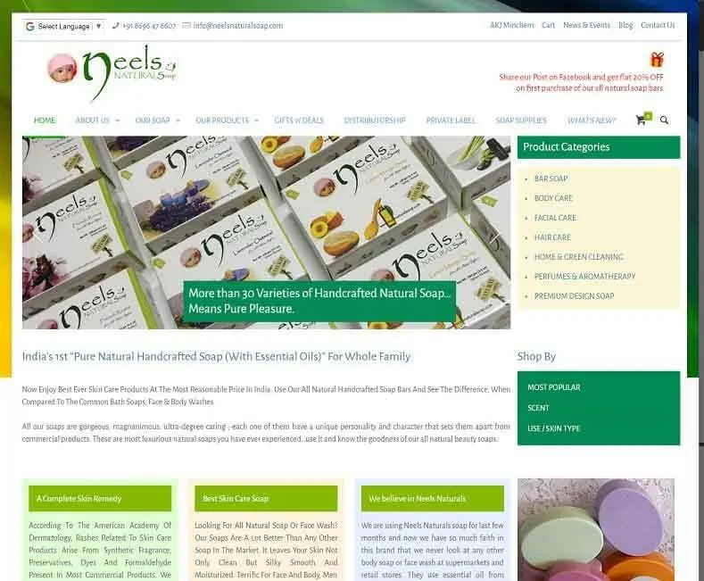 Neels Natural Soap website designed by Udaipur Web Developer