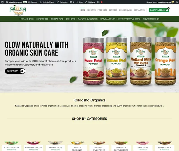 Kalaasha Organics – Organic Herbal Products website