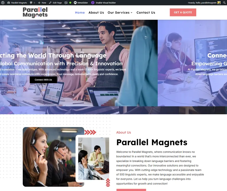 Parallel Magnets – Expert Linguists & Professional Translation and Localization Solutions for Global Communication website designed by Udaipur Web Developer