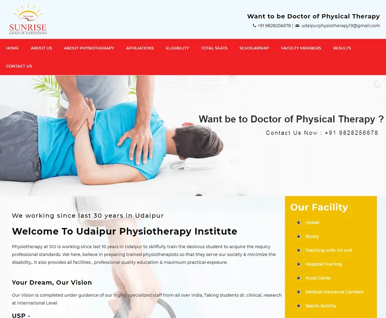 Sunrise Group Of Institute website designed by Udaipur Web Developer