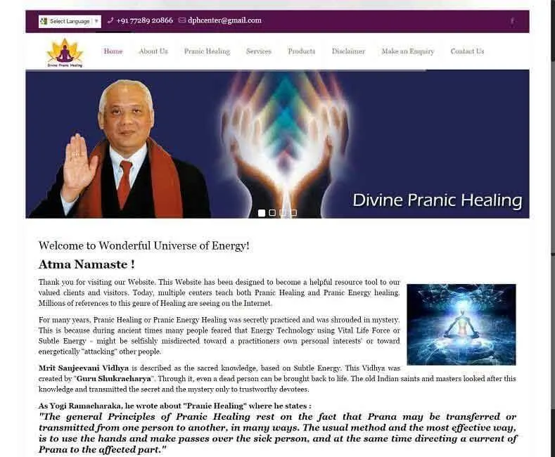 Divine Pranic Healing website designed by Udaipur Web Developer