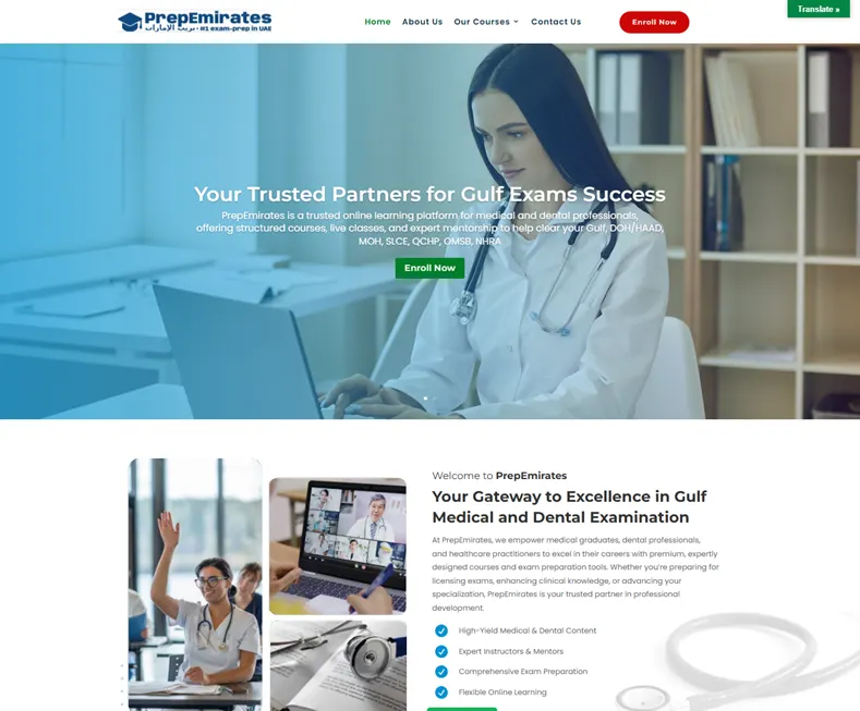 PrepEmirates – GCC Licensure Exams Preparation for Gulf Dental Career website designed by Udaipur Web Developer
