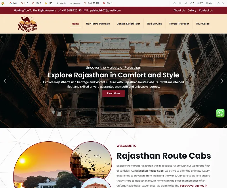 Rajasthan Route Cabs, Best Taxi Services Provider Rajasthan website designed by Udaipur Web Developer