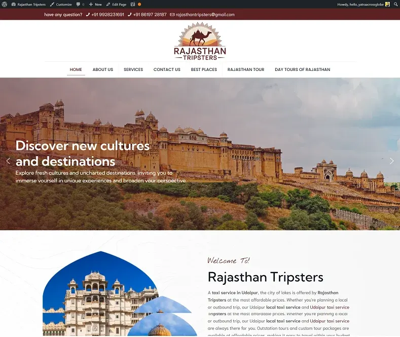 Rajasthan Tripsters-Top Travel Company in Udaipur Offering Affordable Taxi Rental & Rajasthan Tour Packages website designed by Udaipur Web Developer
