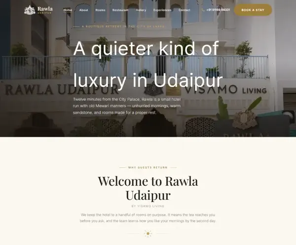 Rawla Udaipur – Luxury Boutique Hotel in Udaipur website