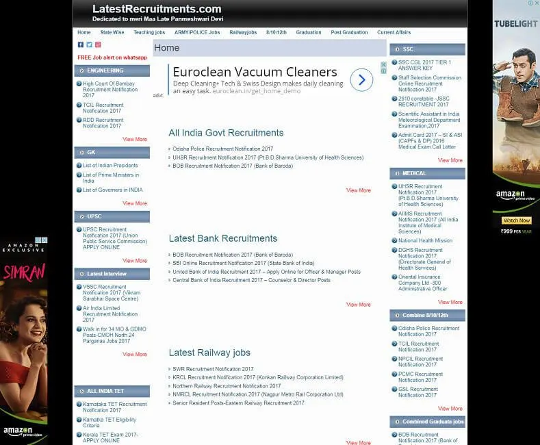 Latest Recruitments website designed by Udaipur Web Developer