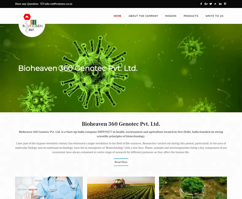 Bioheaven 360 Genotec Pvt. Ltd. website designed by Udaipur Web Developer