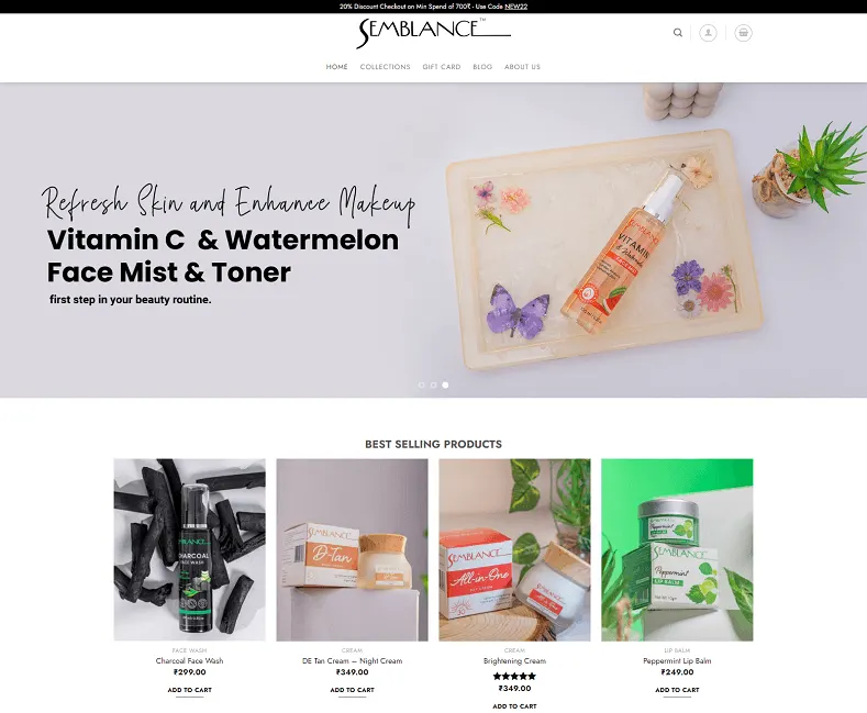 Semblance Shop Online website designed by Udaipur Web Developer
