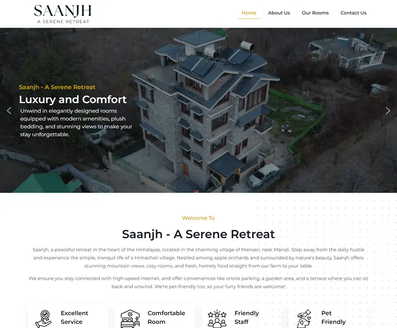 Serene Resort in Manali – Best Resort in Manali website designed by Udaipur Web Developer