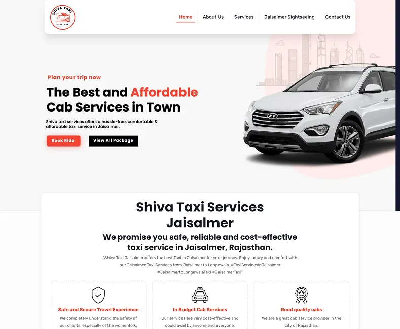 Shiva Taxi Jaisalmer website designed by Udaipur Web Developer
