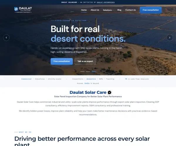 Daulat SolarCare – Solar Plant Inspection Company website