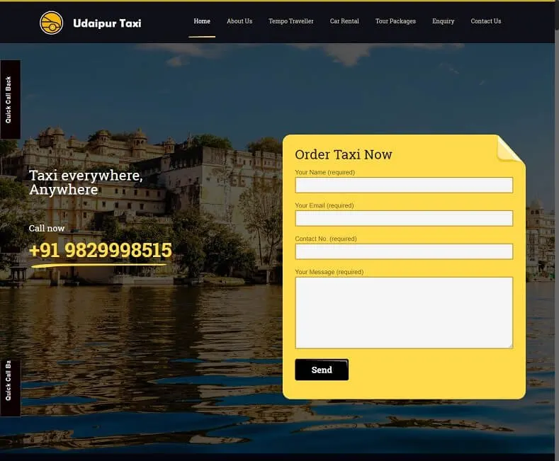 Udaipur Taxi website designed by Udaipur Web Developer