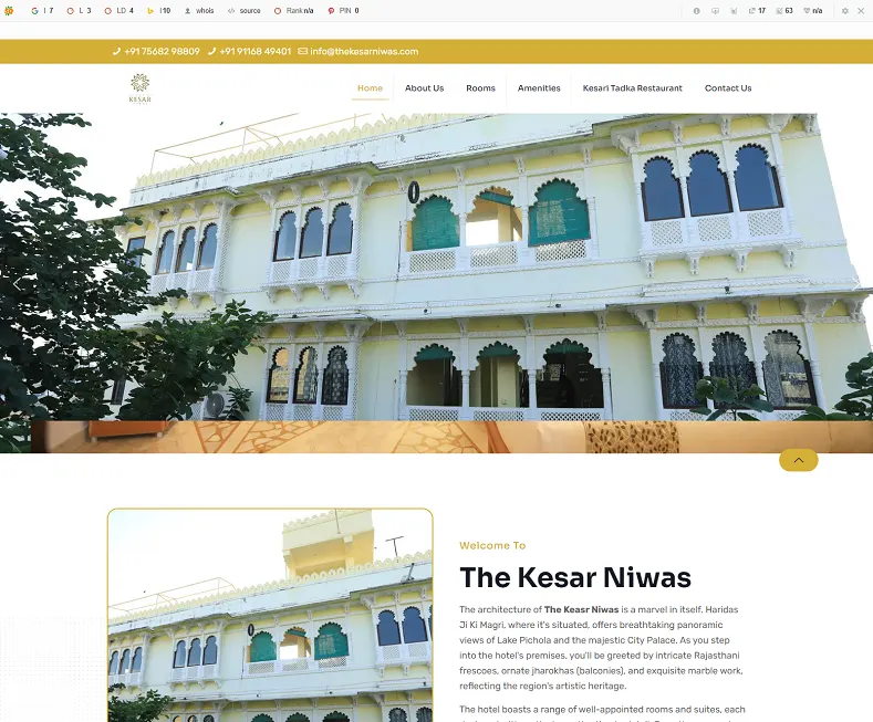 The Kesar Niwas -Best Budget Hotel in Udaipur website designed by Udaipur Web Developer