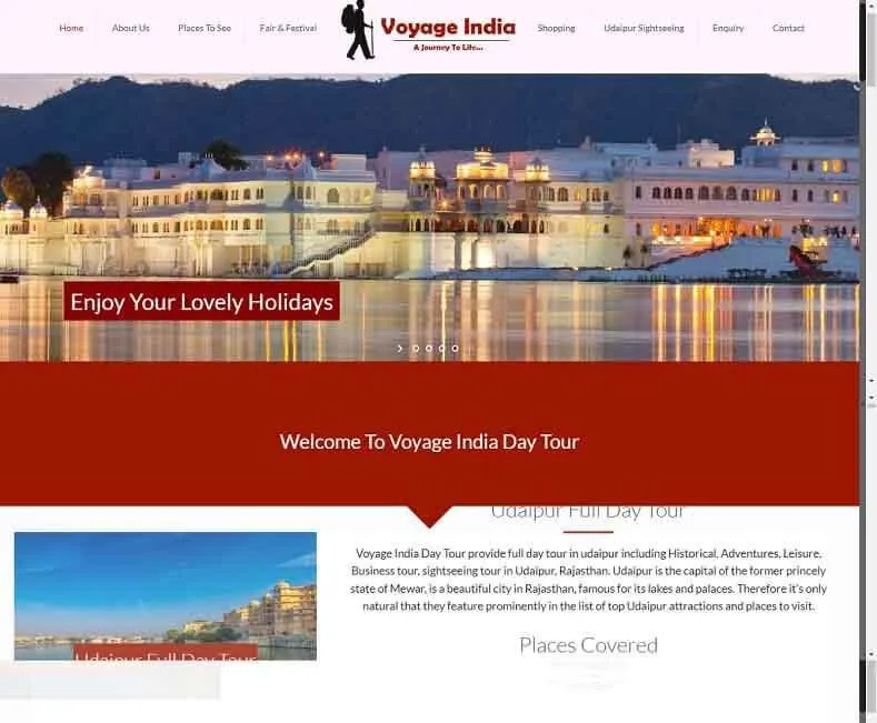 Voyage India website designed by Udaipur Web Developer