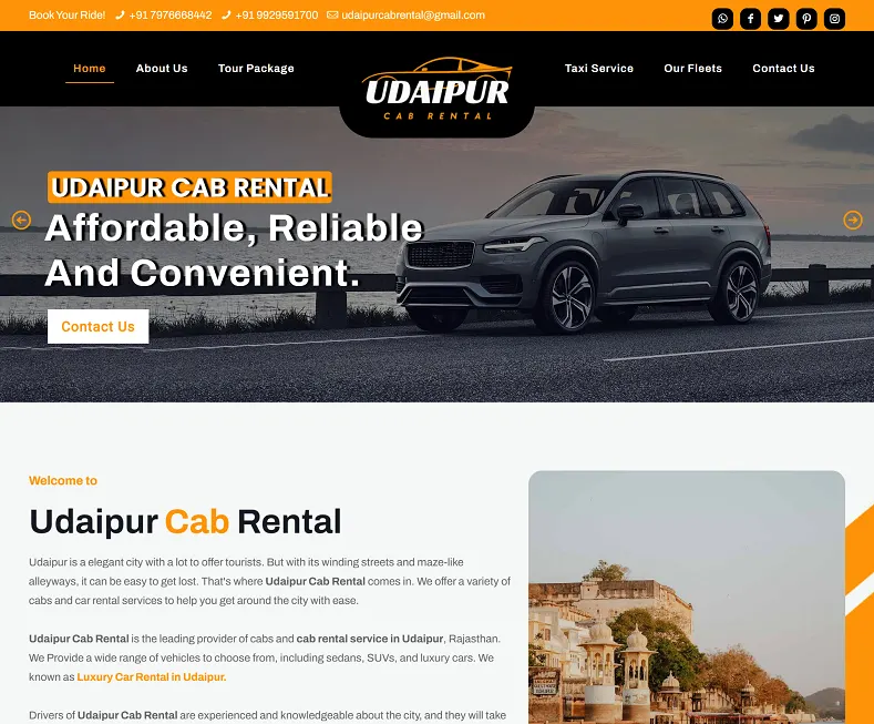 Udaipur Cab Rental website designed by Udaipur Web Developer