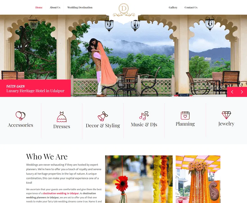 Udaipur Destination Wedding website designed by Udaipur Web Developer